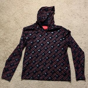 Guess Black and Red Patterned Hoodie